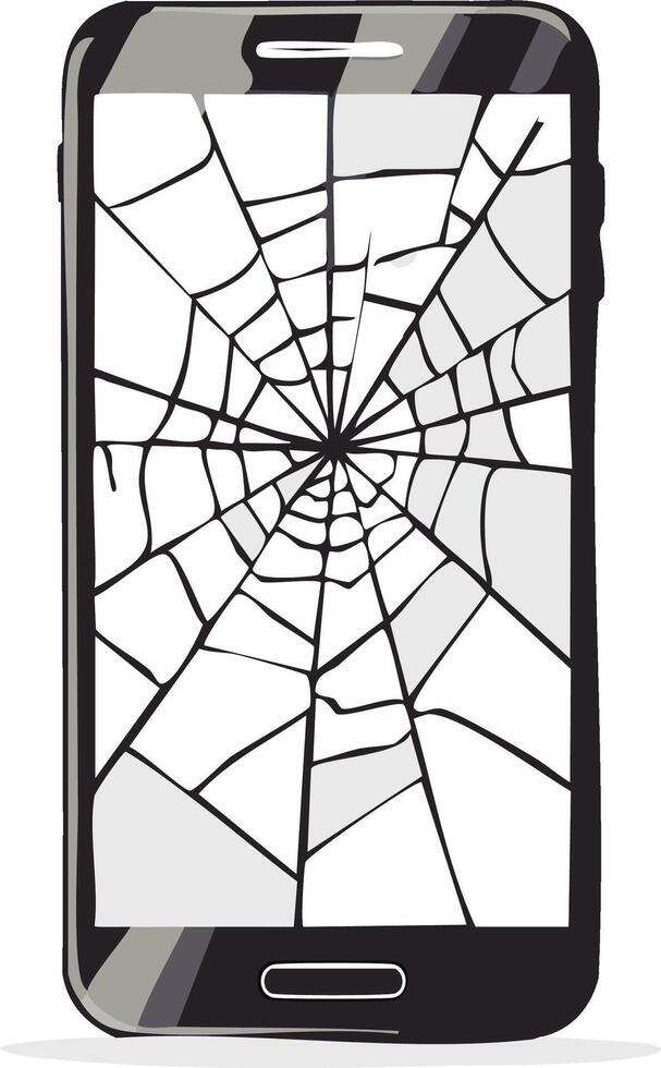 Damaged Smartphone with Cracked Screen, Mobile Phone with Broken Display vector