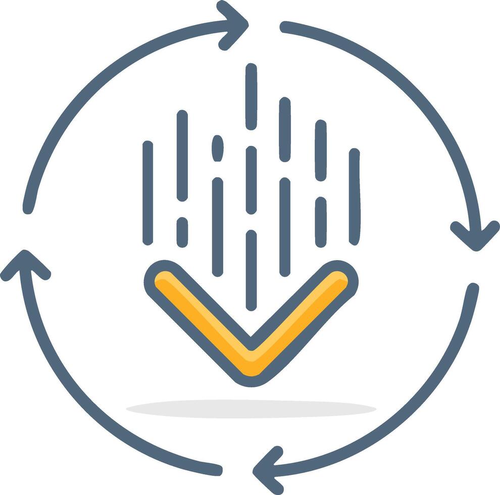 Falling Data with Circular Arrows indicating Feedback Loop Icon Illustration vector