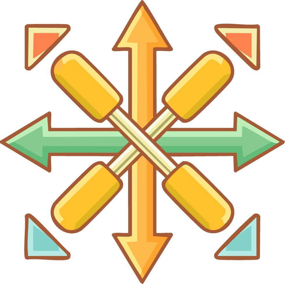 Stylized Arrows with Crossing Shapes, Directional Icons, Design Element vector