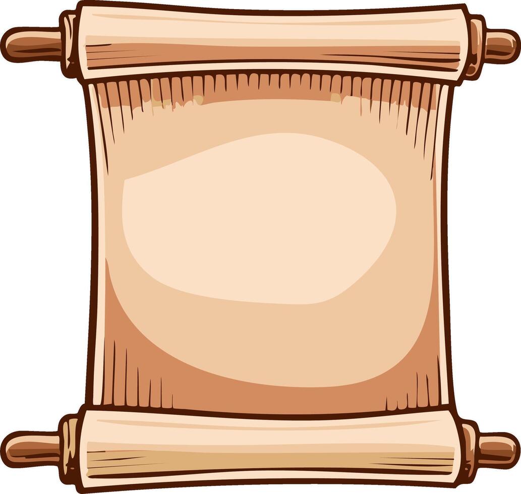 Ancient Scroll Unfurled for Important Announcement Text on Parchment Paper Frame vector