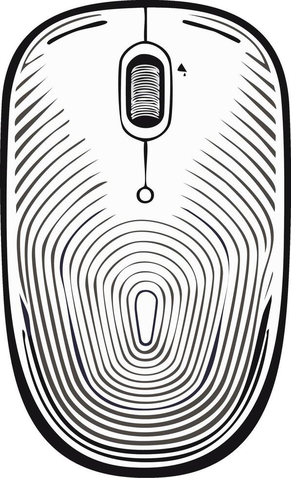 estilizado computadora ratón con único concéntrico línea modelo y Desplazarse rueda vector