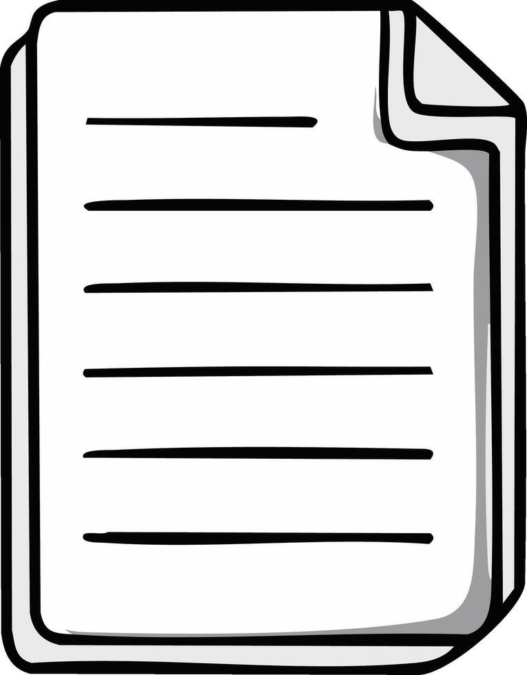 Doodle Style Paper Sheet With Lines. Document With Folded Corner. List or Form Template for Notes vector