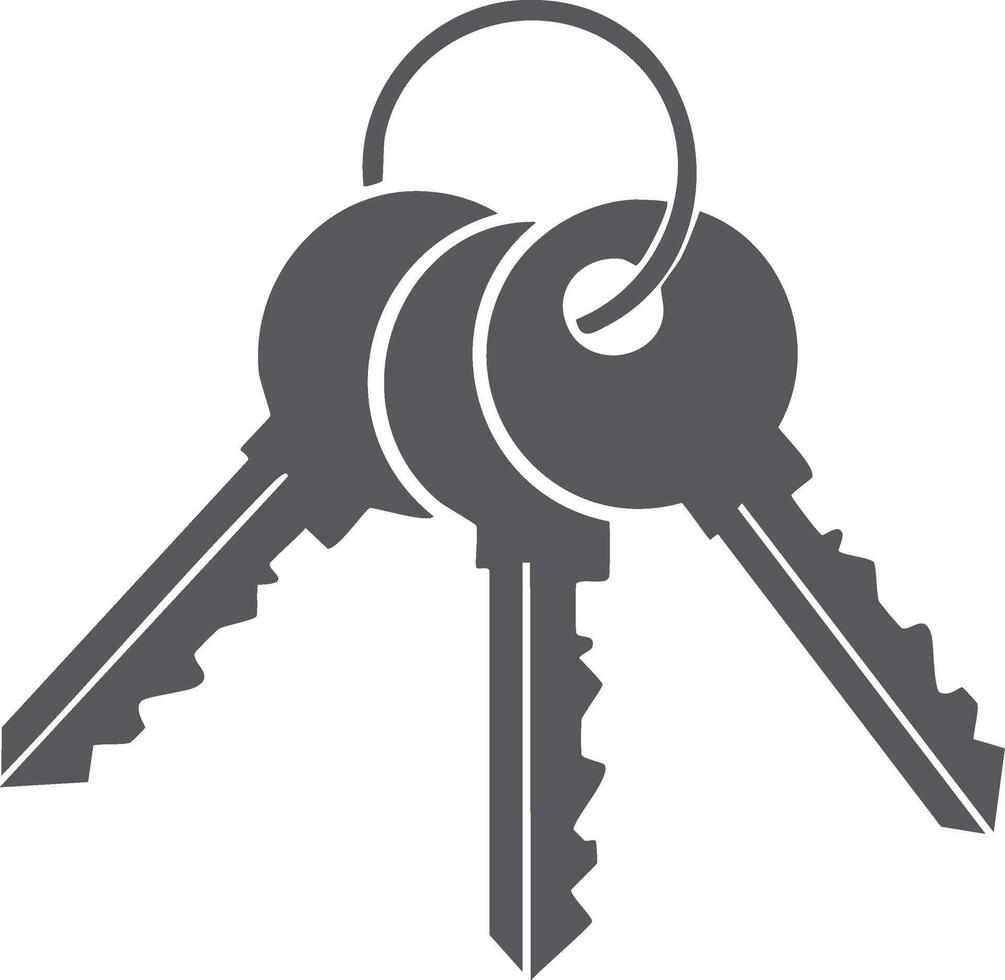 Three Keys on a Ring, Security or Access Illustration, Simple Flat Icon, Keys Isolated vector