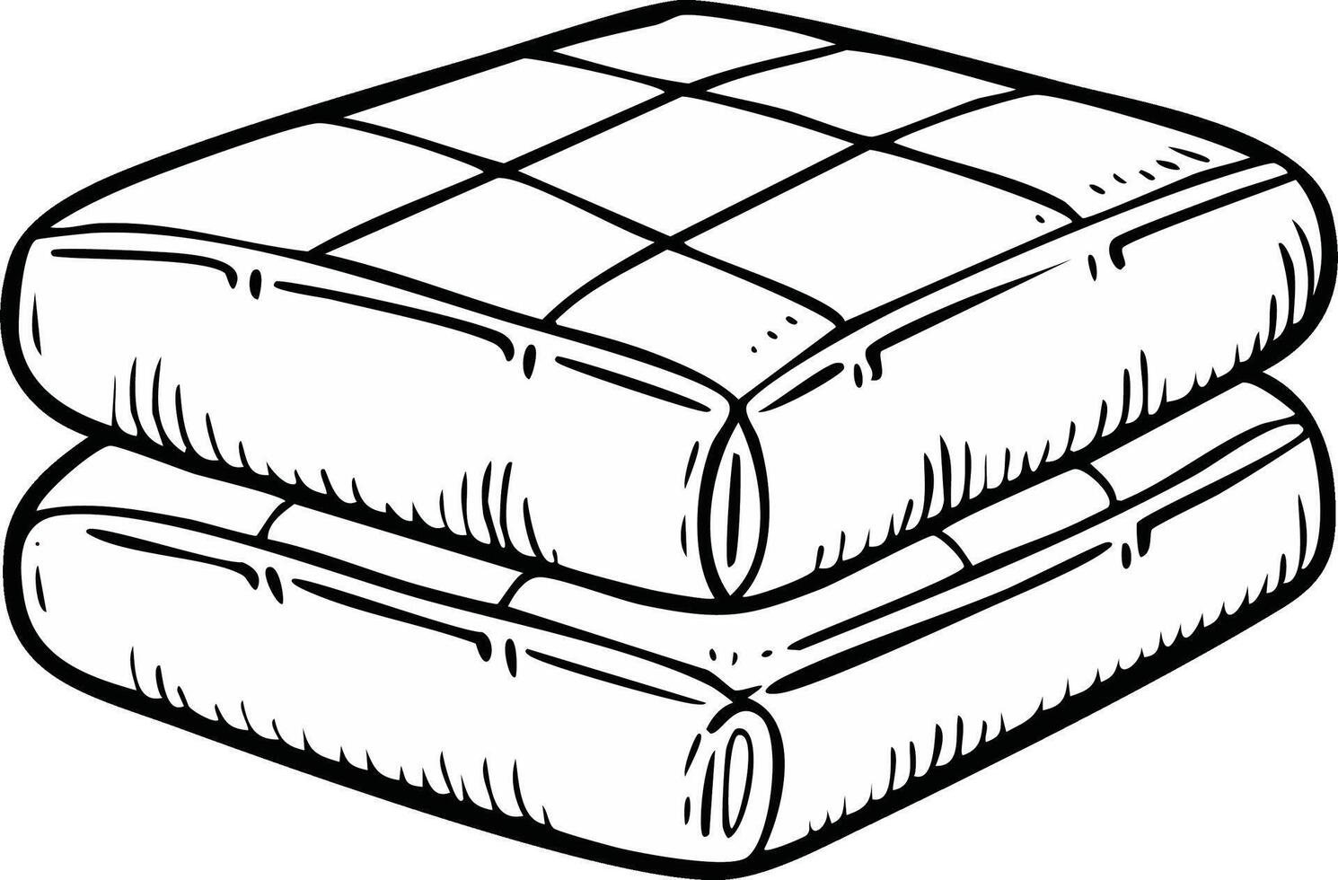 Stack of Two Pillows Simple Doodle Style Black and White Square Bedding for Rest and Relaxation vector