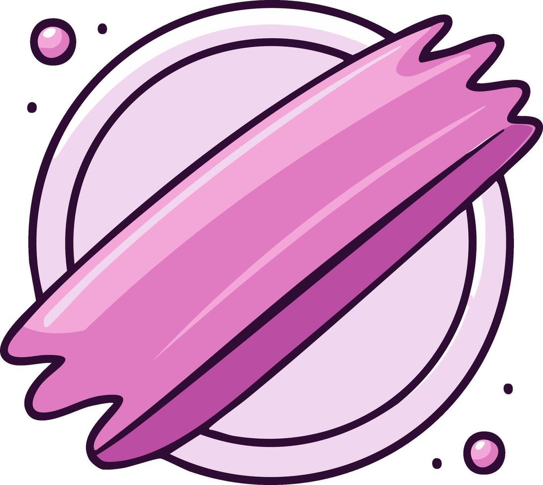 Abstract illustration of a round shape with a purple ribbon element and stylized details vector