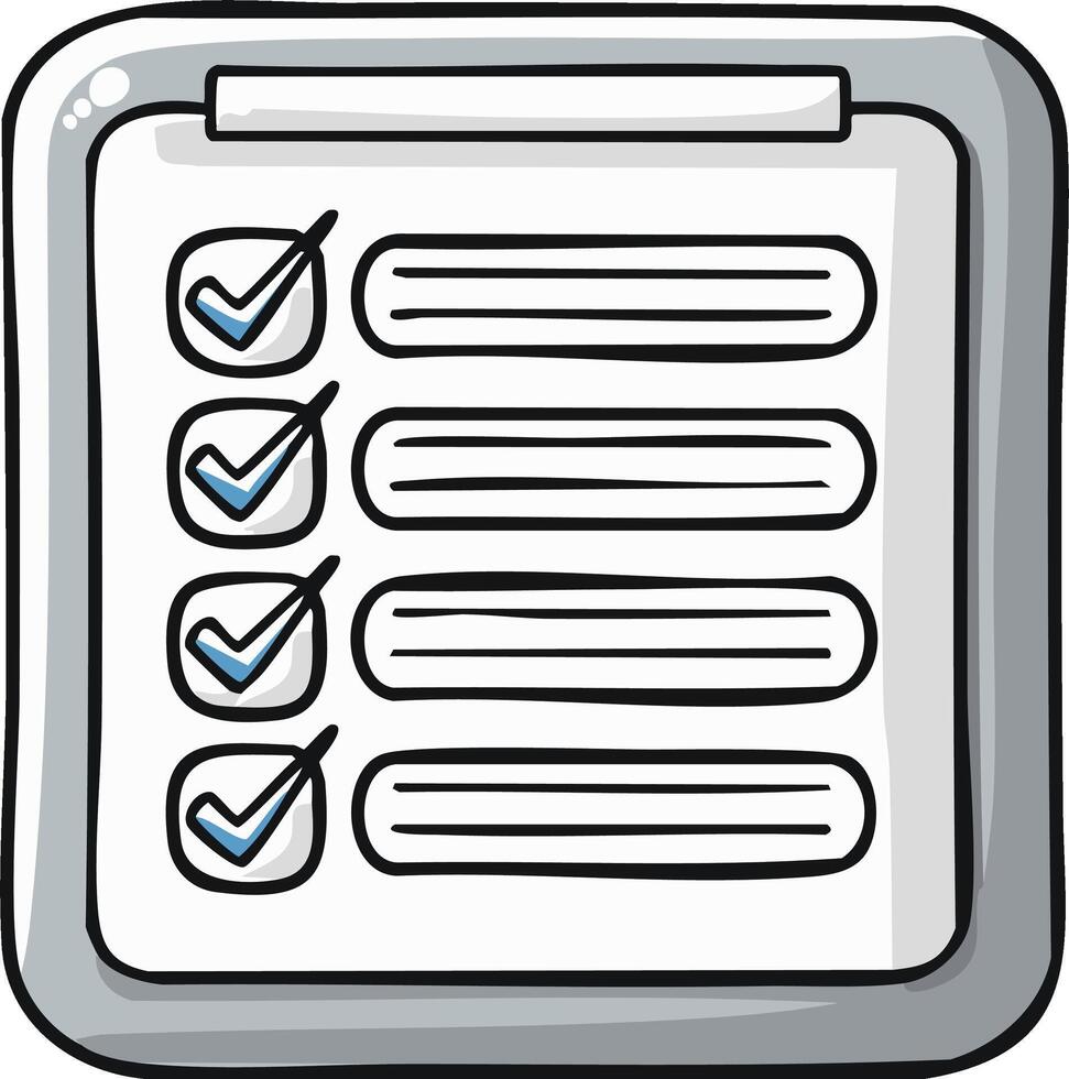 To do list with completed tasks marked with blue checkmarks on a clipboard vector