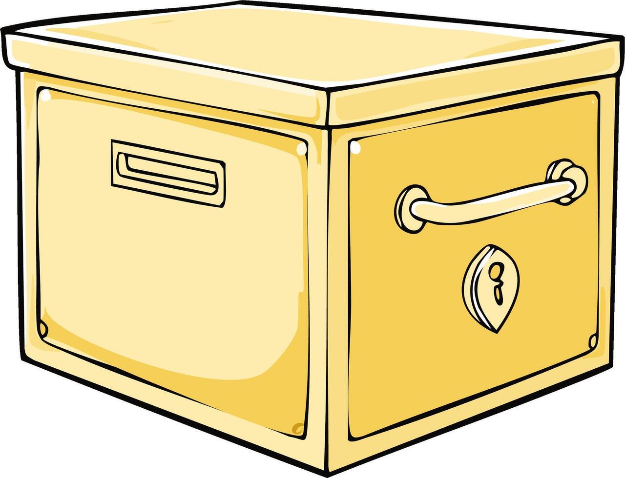 Yellow Filing Cabinet with Handle and Lock Illustration vector