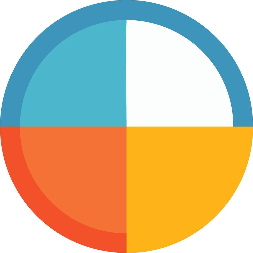 Colorful segmented circle shape design with four quadrants in vibrant colors vector