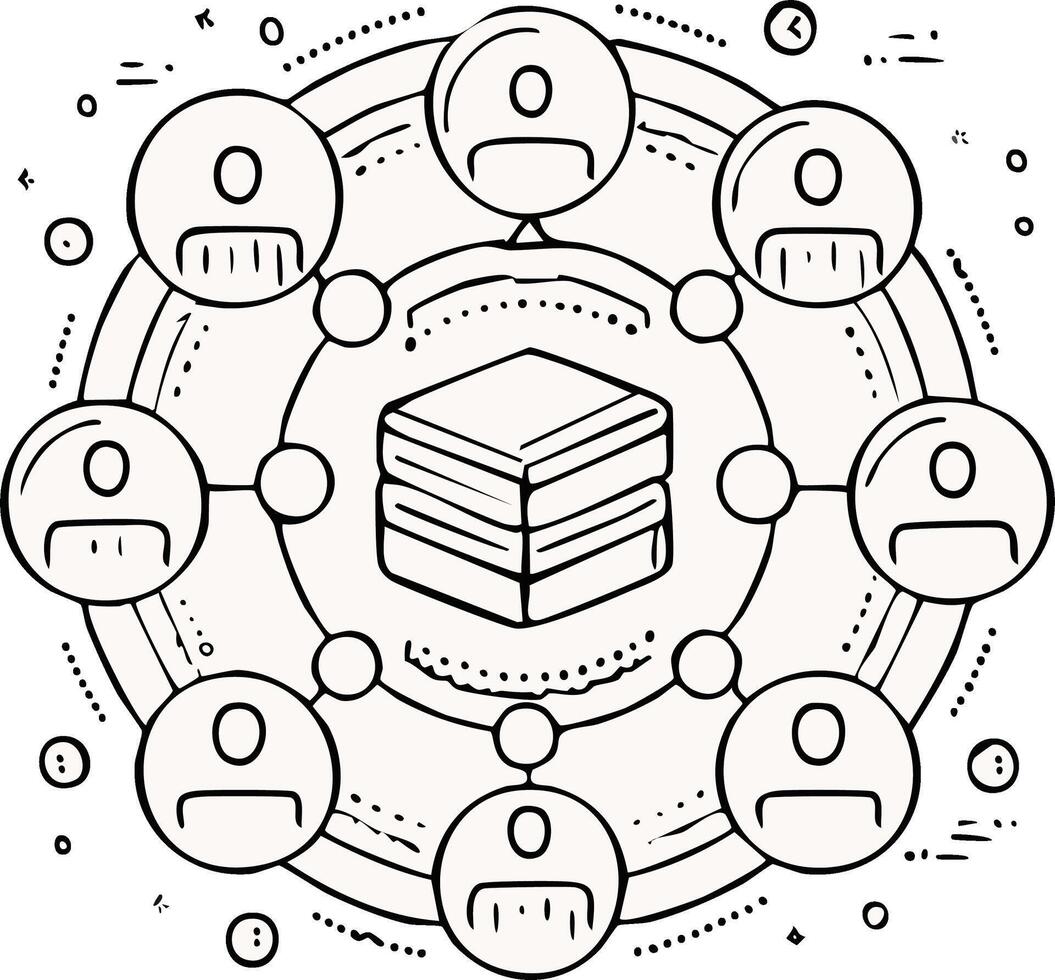 Teamwork Data Sharing Network Connecting People with Stacks for Success vector