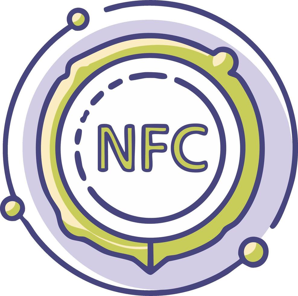 NFC near field communication technology icon for contactless payment and data transfer illustration vector