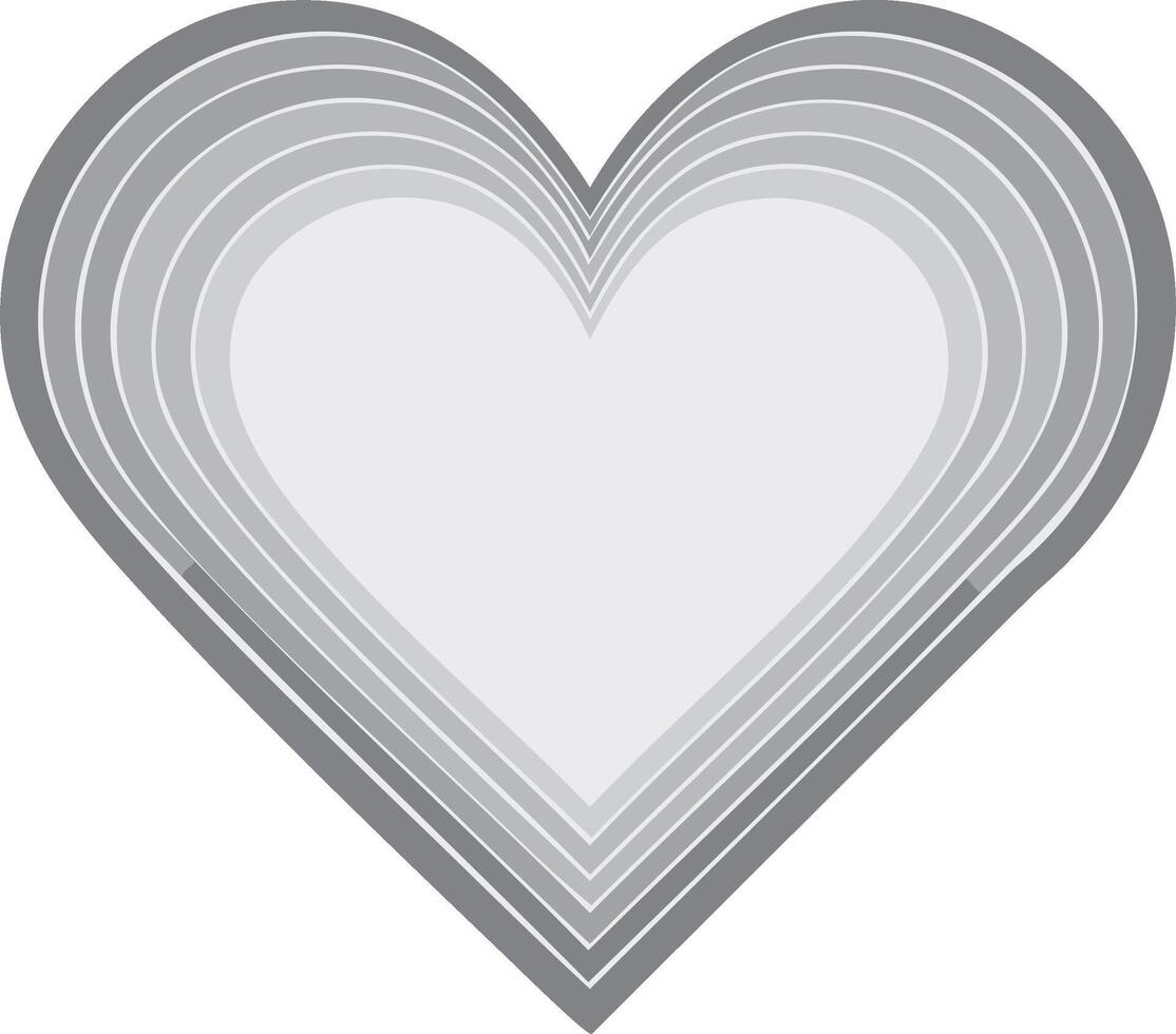 Concentric Heart Symbol in Grayscale Tones Design Element vector