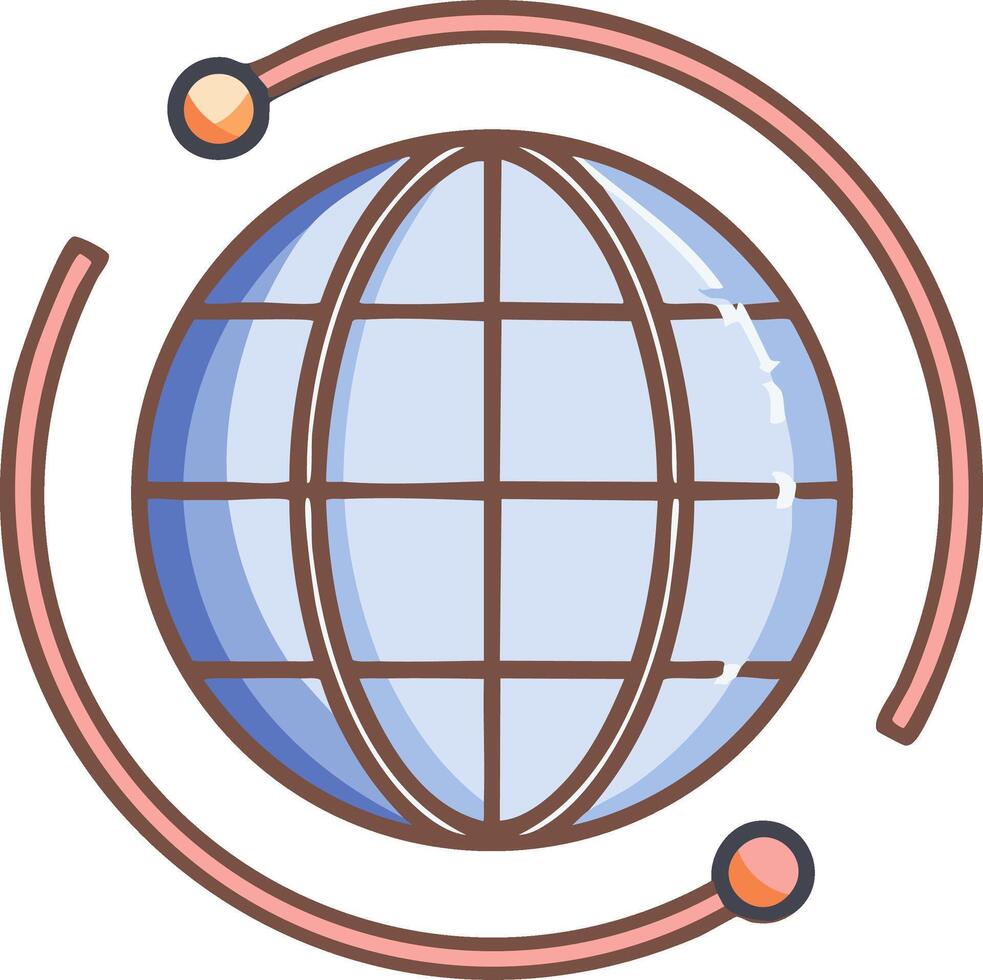dibujos animados globo con orbital elementos, global red conexión concepto, icono vector