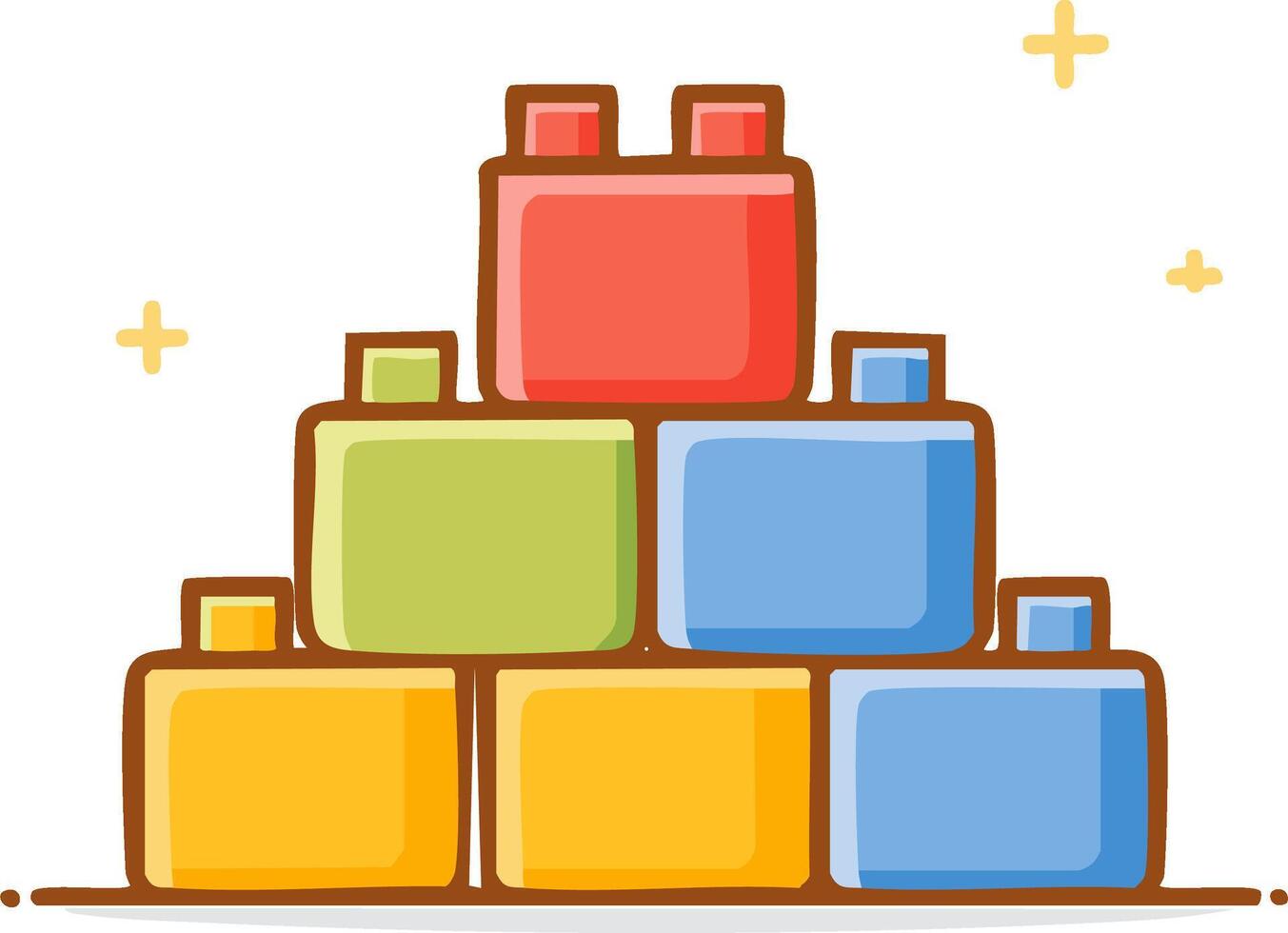 Colorful Toy Building Blocks Stacked in a Pyramid Shape for Creative Play, and Learning vector