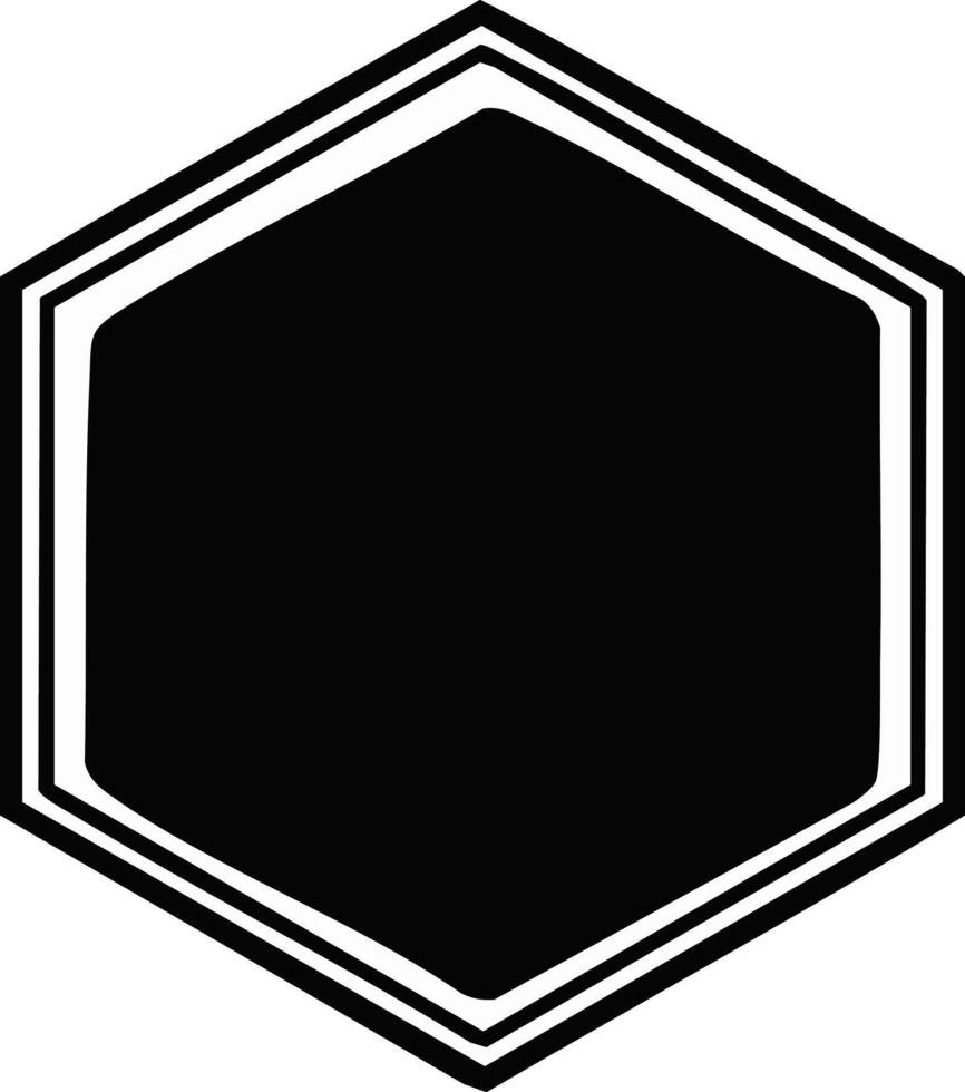 Black and White Hexagon Shape Graphic with Three Outlines vector