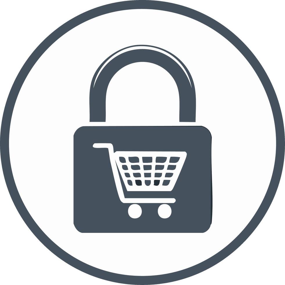 Secure Online Shopping Icon of a Padlock With a Shopping Cart vector