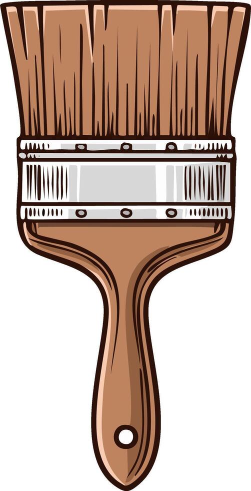 Paint brush artistic tool with handle and bristles illustration for applying color and texture for creative painting activities vector