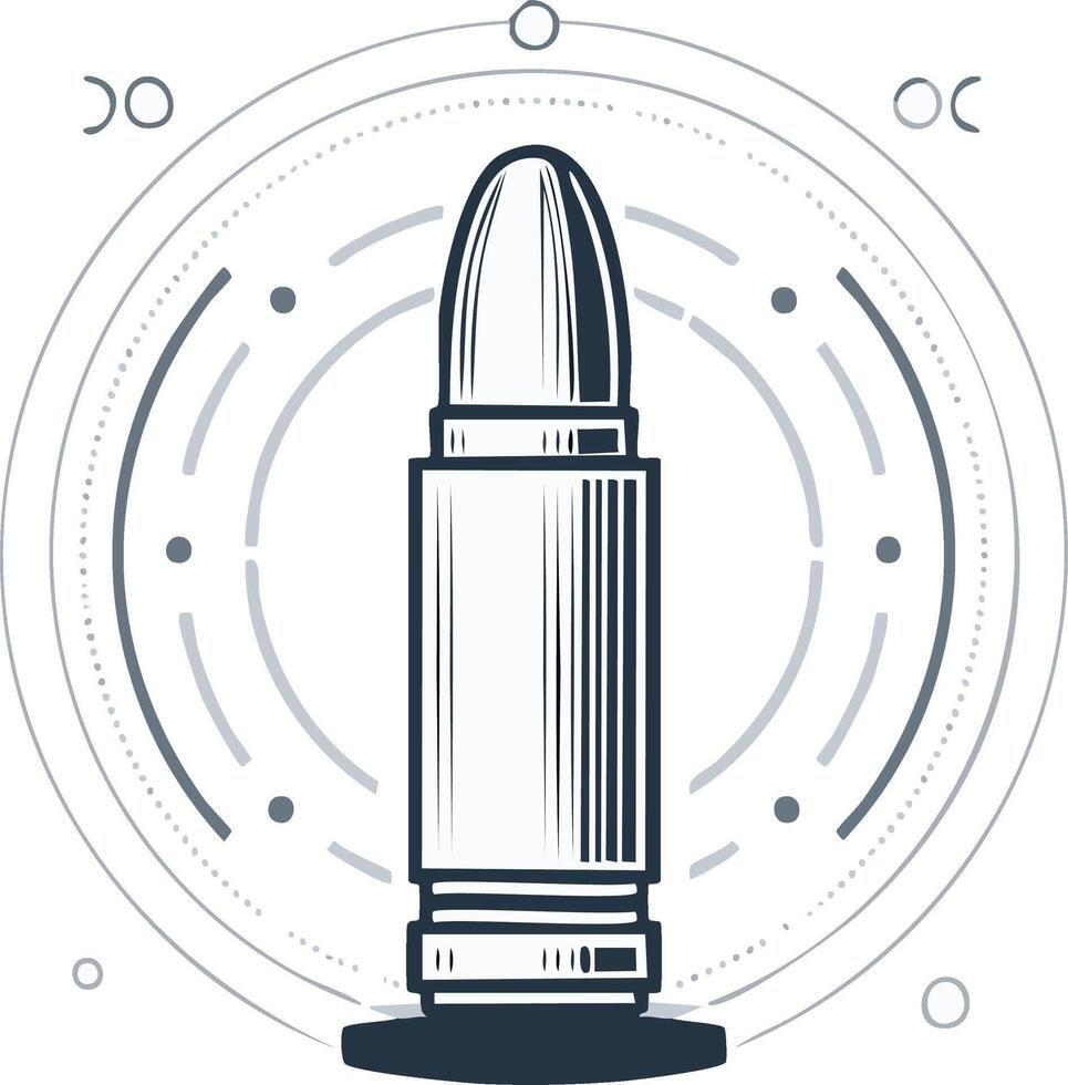 Ammunition Bullet Minimalist Design Graphic Element with Concentric Circular Decorations vector