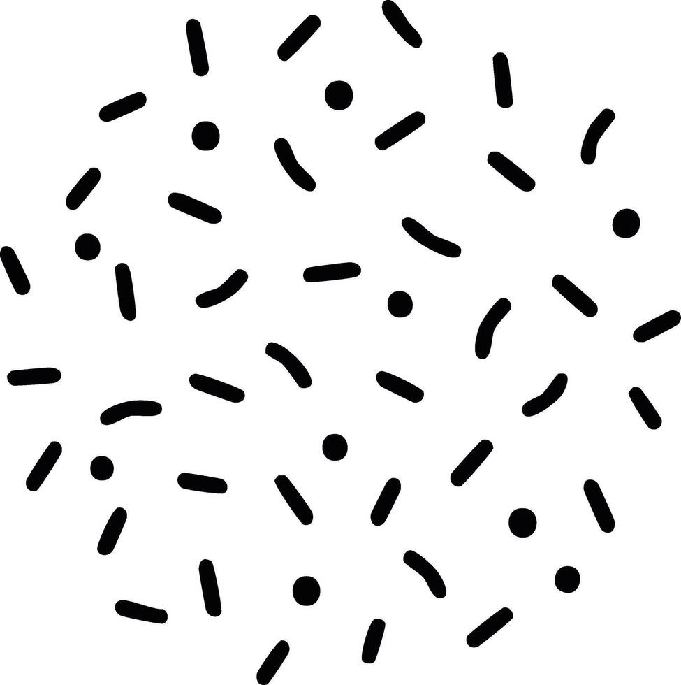 Doodle Pattern with Dots and Dashes in Black and White Minimalist Design vector