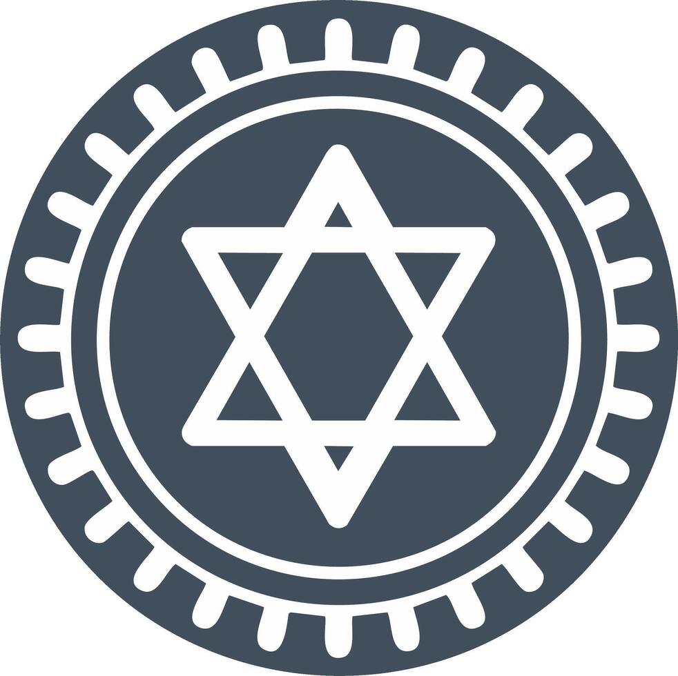 Elegant graphic icon of Star of David enclosed in a stylized, decorative border with a distinctive design vector