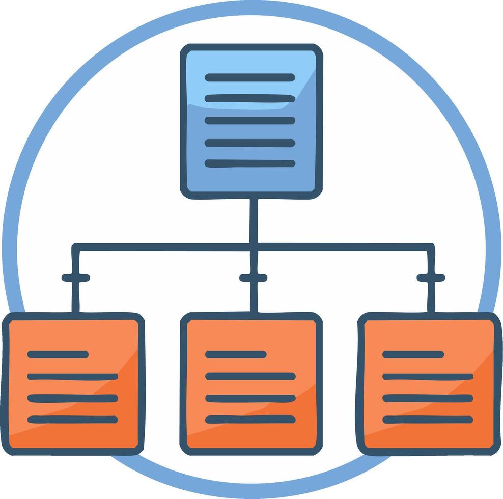 Simple flowchart diagram showing data structure and information hierarchy vector