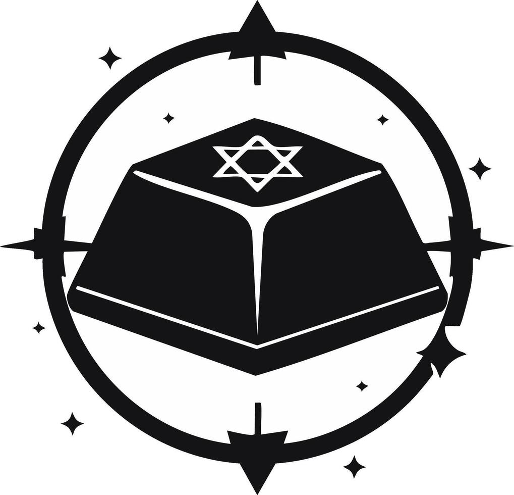 Stylized Keycap Design with Star of David and Compass Star Symbol in a Bold Minimalist Style vector