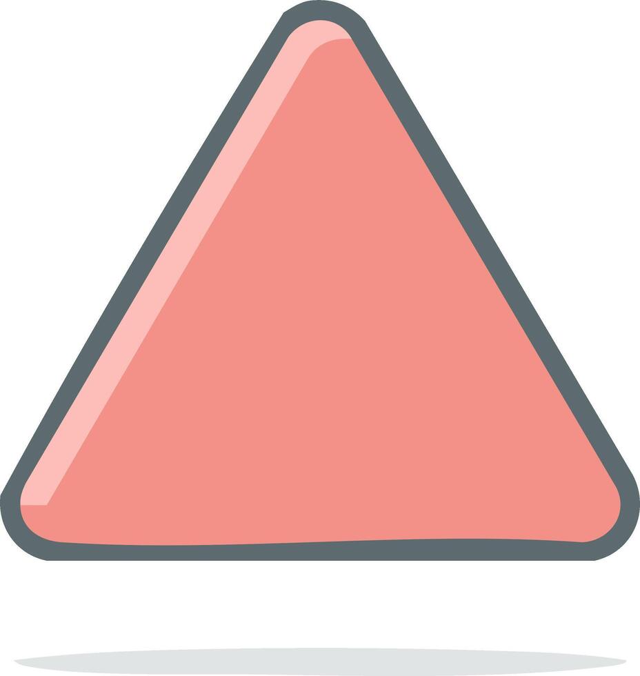 Geometric pink triangle shape with rounded corners and subtle drop shadow vector