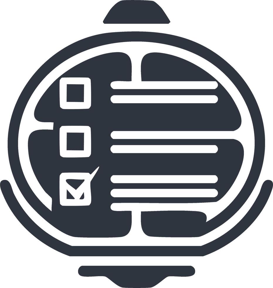Checklist icon symbol with tasks completed and pending within a circular frame vector