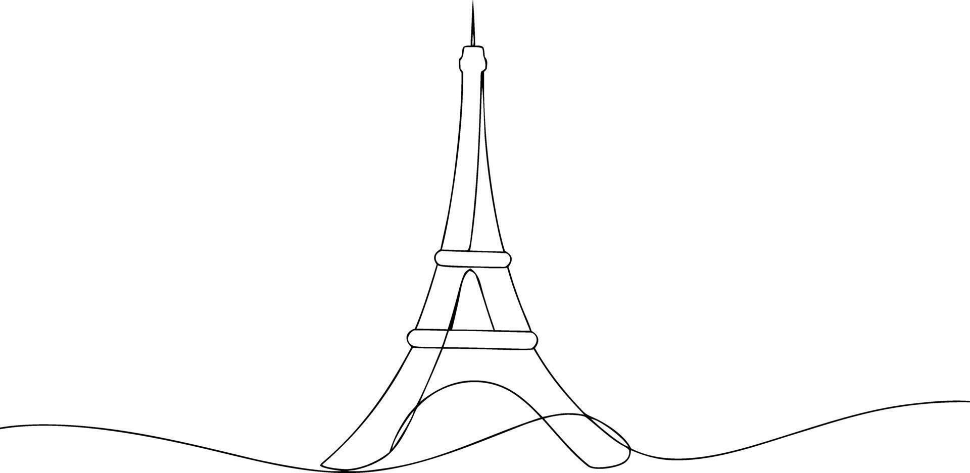 eiffel torre continuo línea dibujo París vector