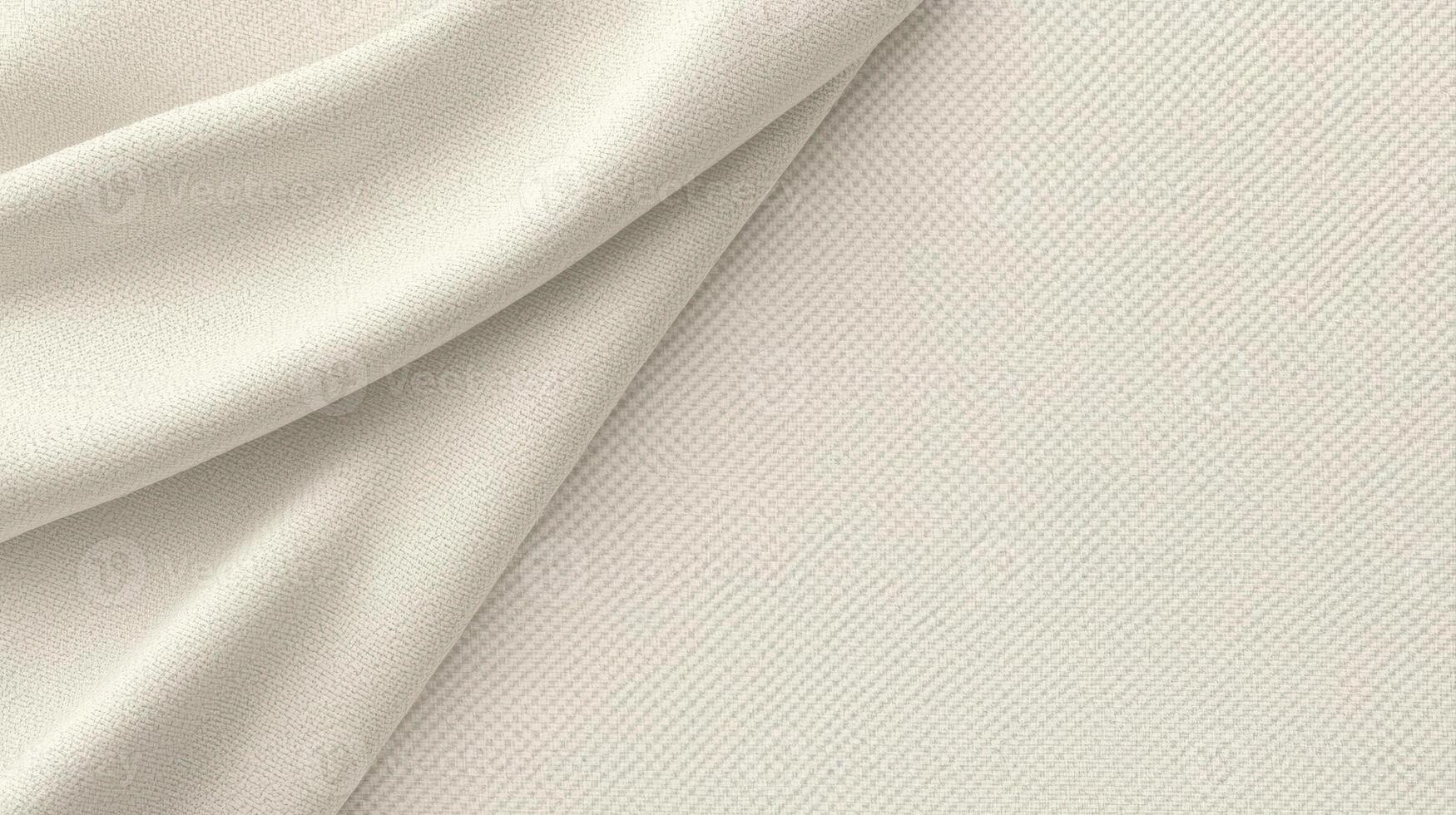 An elegant closeup shows a soft ivory fabric with subtle folds and a textured surface creating a visually appealing and luxurious backdrop. photo