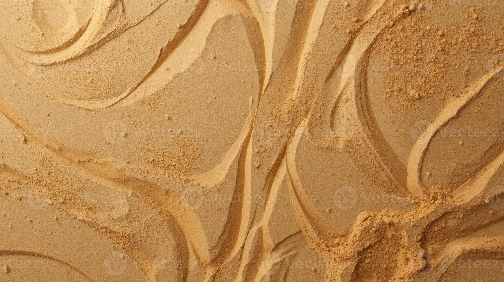Sand surface creates an abstract pattern with smooth lines and textured curves, forming a natural and artistic sandy beach background texture. photo