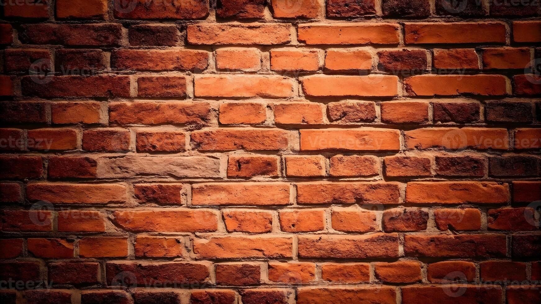 Old Red Brick Wall Texture Background with Vintage Weathered Masonry Pattern for Rustic Architectural Design and Empty Copy Space photo