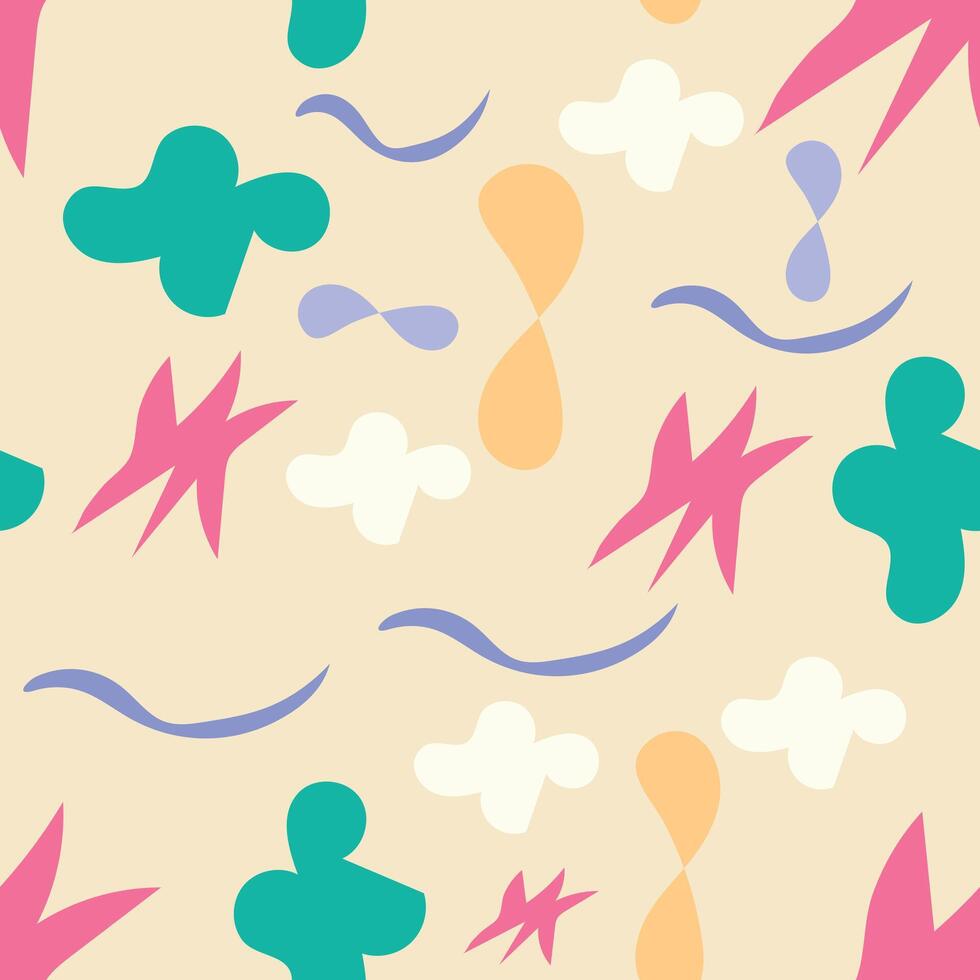 Vibrant abstract pattern featuring lively shapes for textiles and backgrounds vector