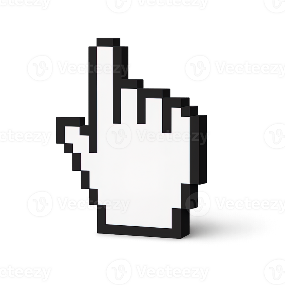 collegamento ipertestuale 3d mano cursore icona illustrazione isolato su trasparente sfondo. pixel mano con pointer dito png