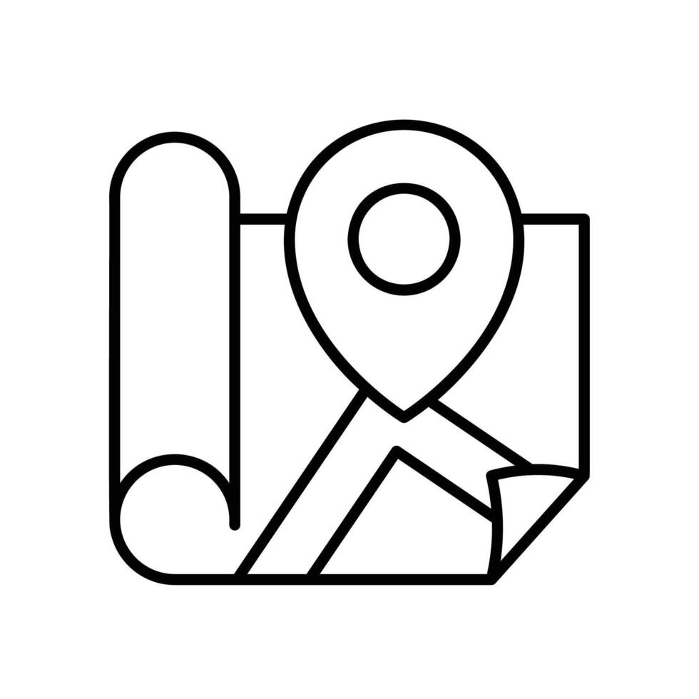 Map sheet icon rolled up with location pins vector