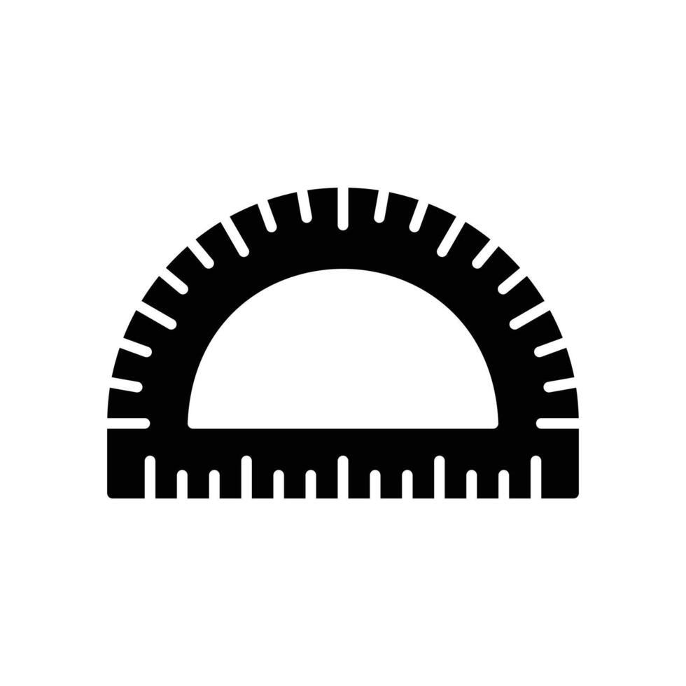 Protractor icon for learning to measure angles at school in solid style vector