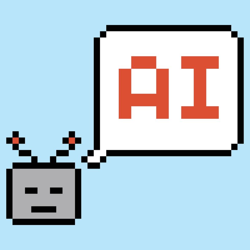 8 bit design machine learn robotics robot ai bot 8bit art. vector