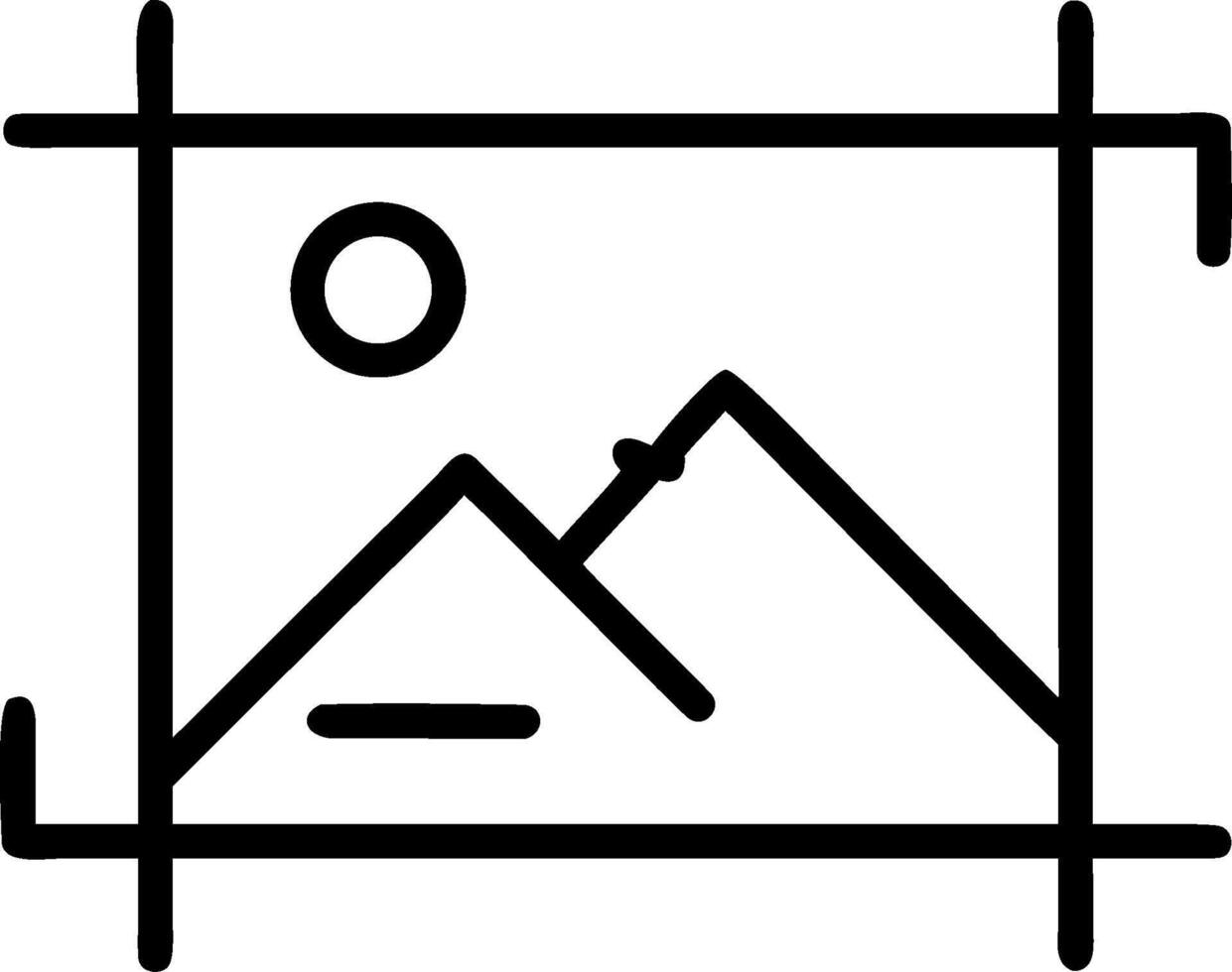 Digital illustration of a photo editing crop tool interface with a scenic landscape background vector