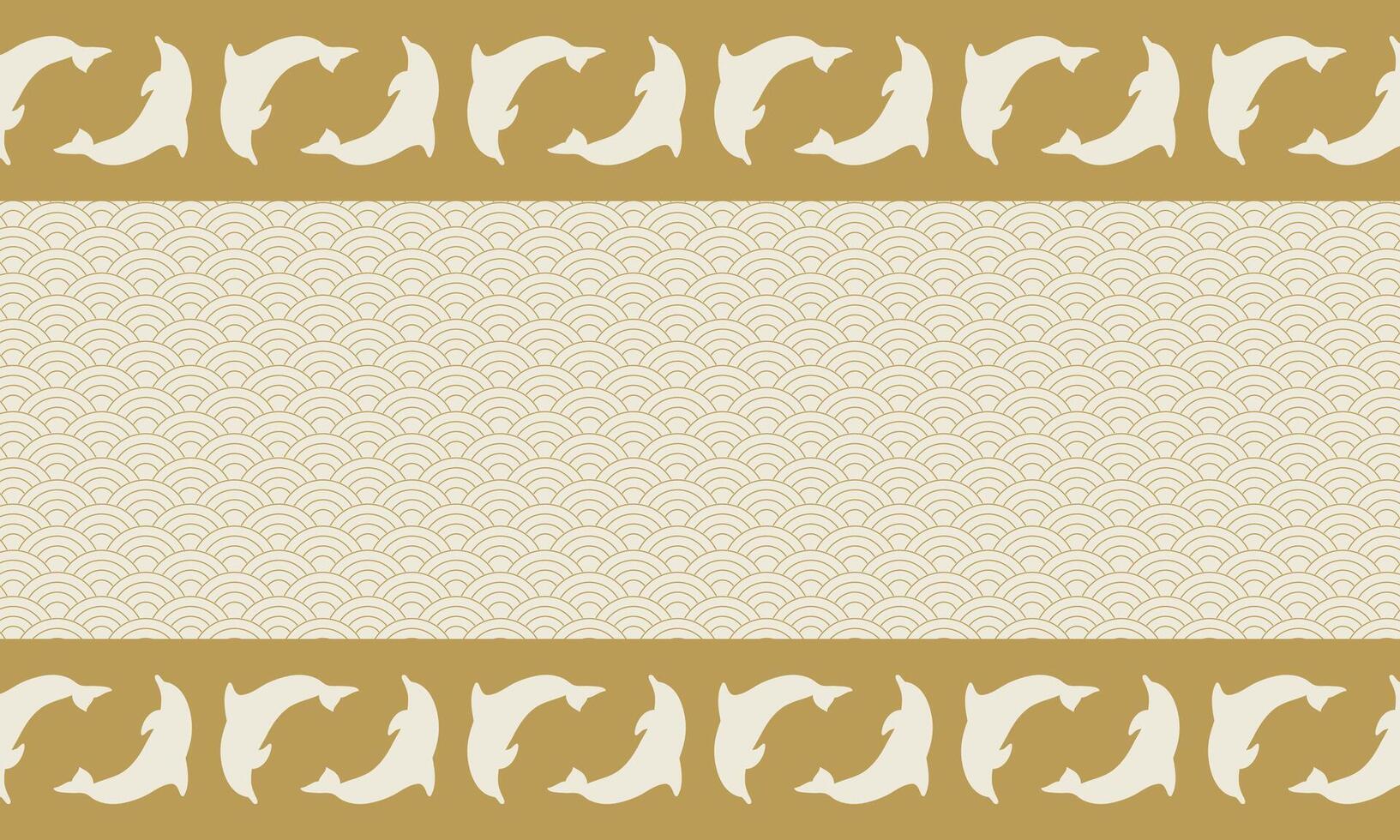 Minimal background with wavy pattern and dolphin silhouettes vector