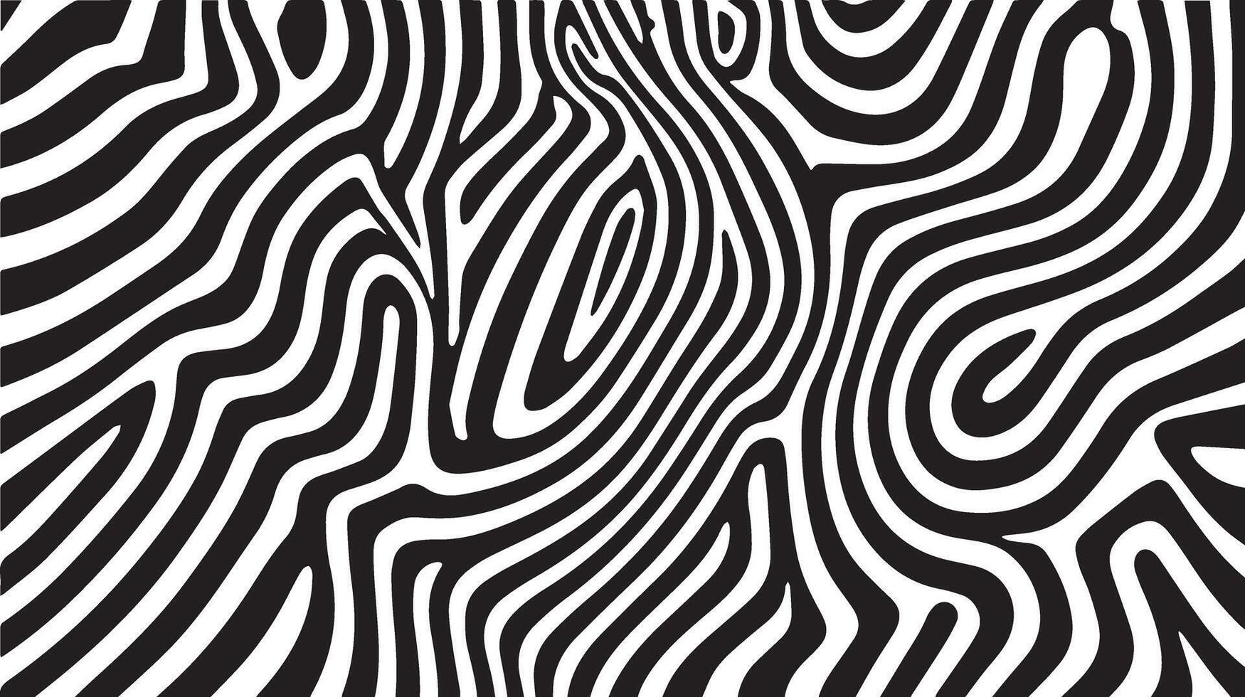 Optical illusion featuring a black and white swirling zebra stripe pattern design vector
