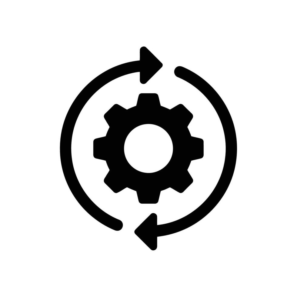 Gear with circular arrows icon, representing process or workflow vector