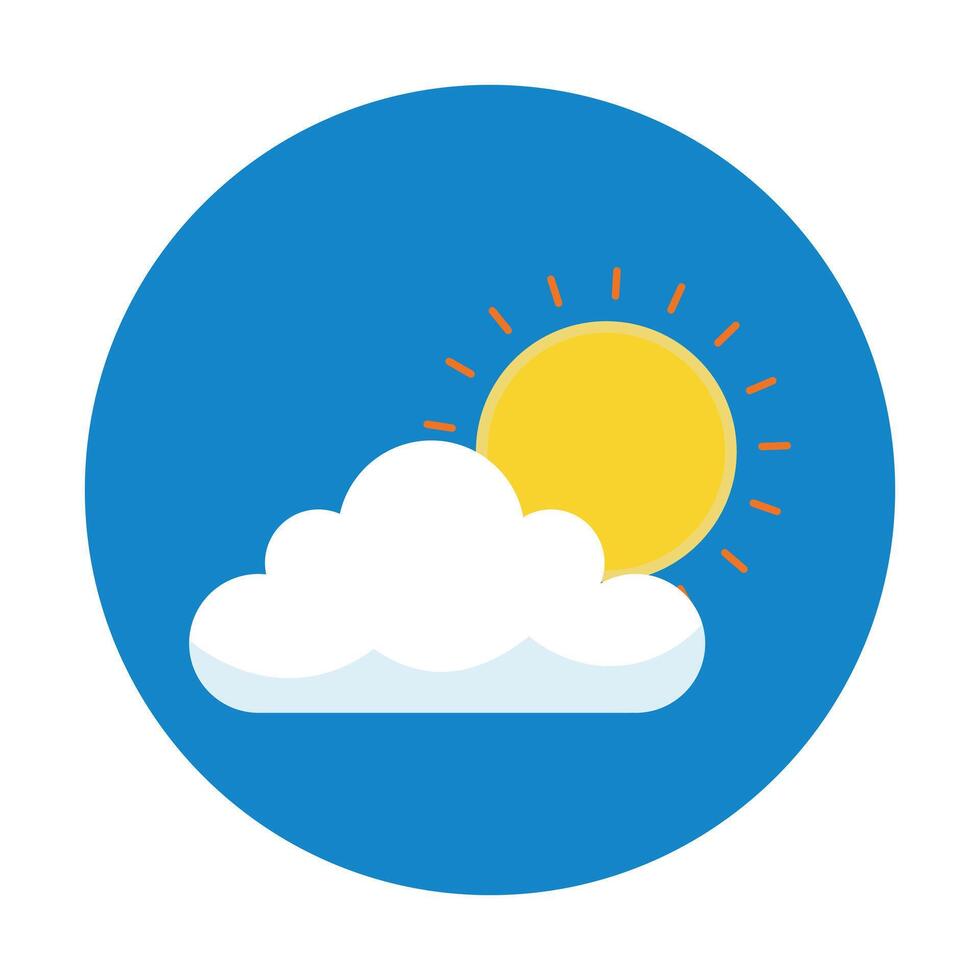 Sunny weather icon with clouds symbolizing clear skies and good forecast vector
