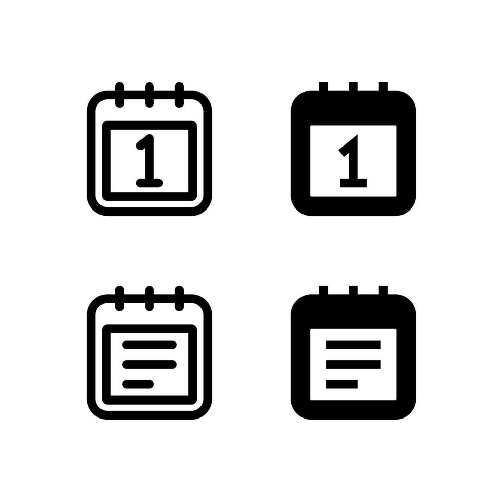 UI Date and Schedule Icon Collection Line and Solid for App Design vector