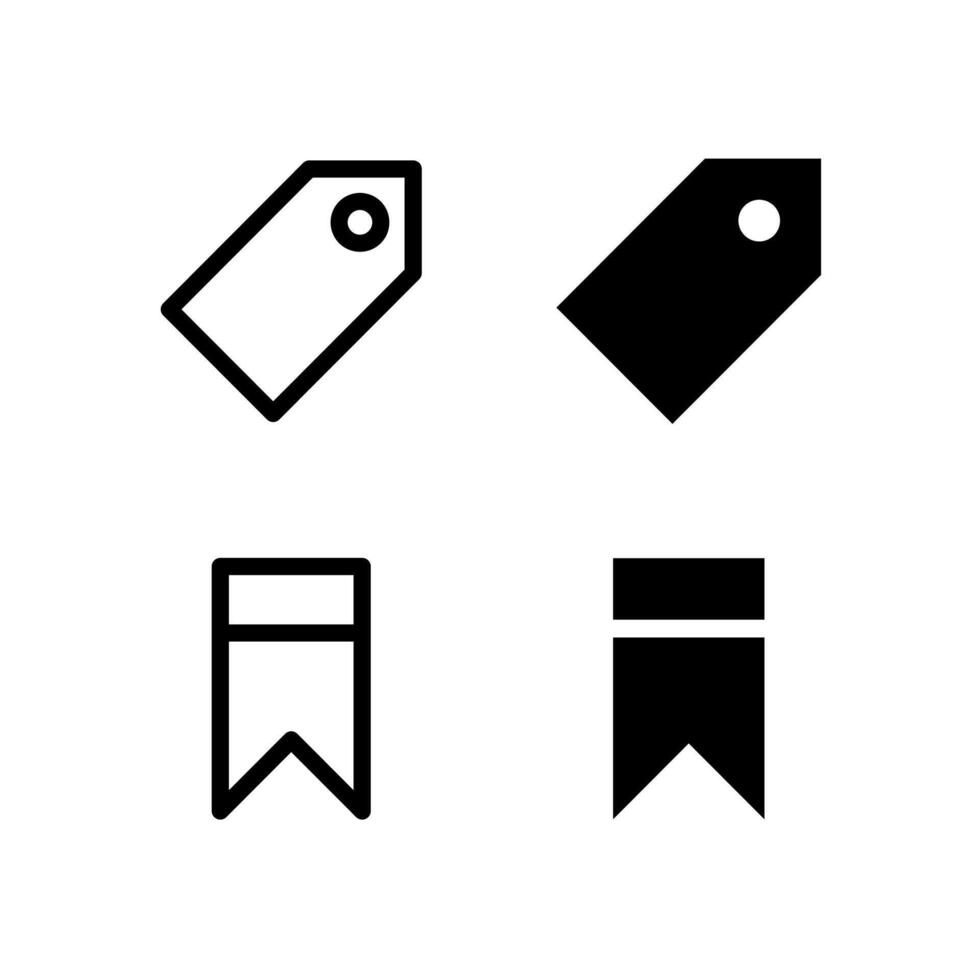 UI Tag and Bookmark Line and Solid Icons for Tools and System vector