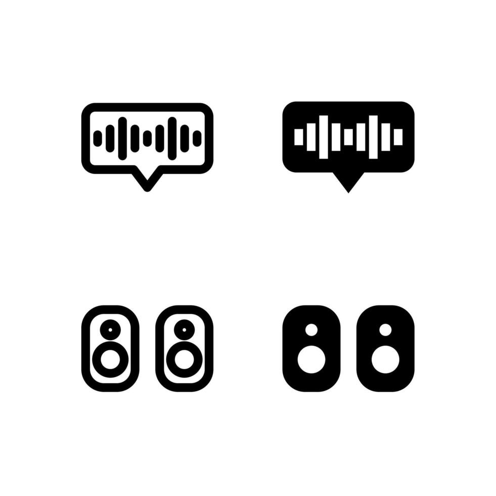 Smart Voice and Speaker Icon Set in Solid and Outline Styles for UI vector