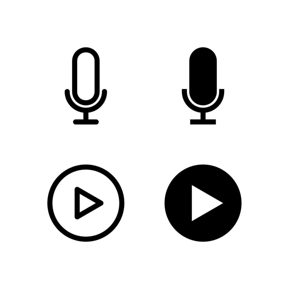 Creative Media Player and Microphone Icon Set for Modern Interface and UX Design vector