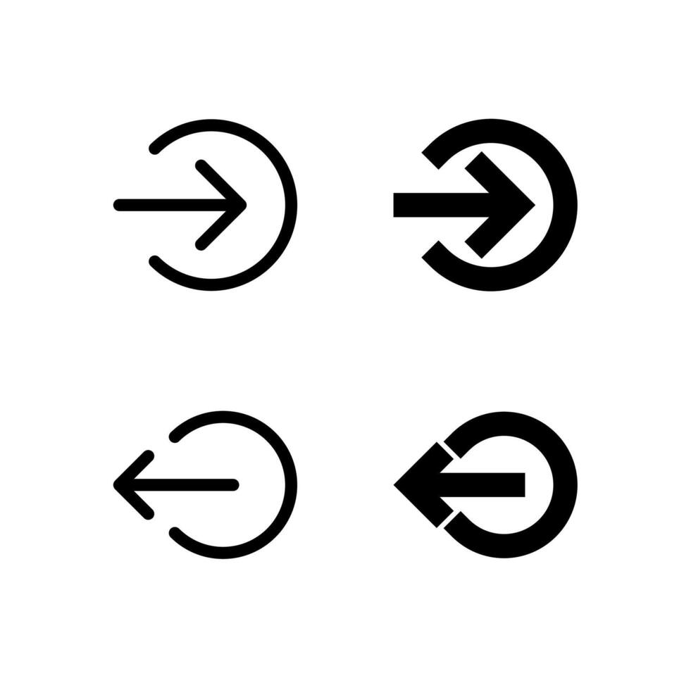 Login and Logout Line and Solid Icons for Control and Tools vector