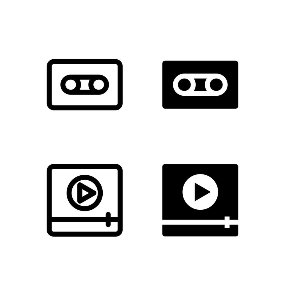 Creative Cassette and Media Player Icon Set for Modern Interface and UX Design vector