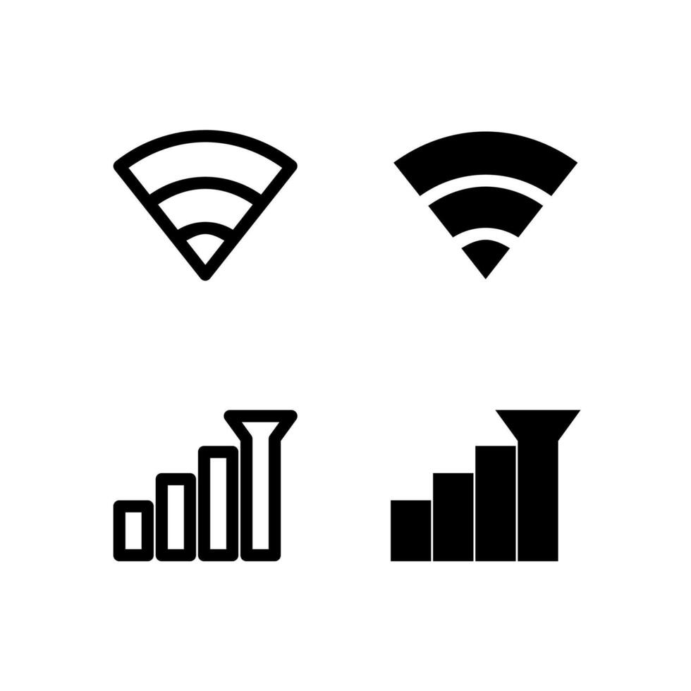 Wifi y señal línea y sólido icono conjunto para ui y aplicación diseño vector