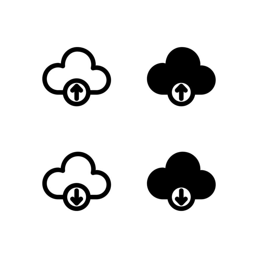 Creative Cloud Upload and Cloud Download Icon Set for Modern Interface and UX Design vector