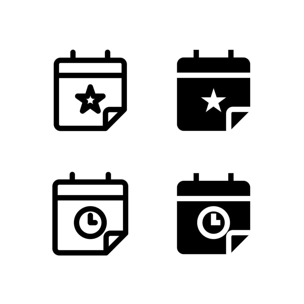Event and Deadline Line and Solid Icons for Control and Tools vector